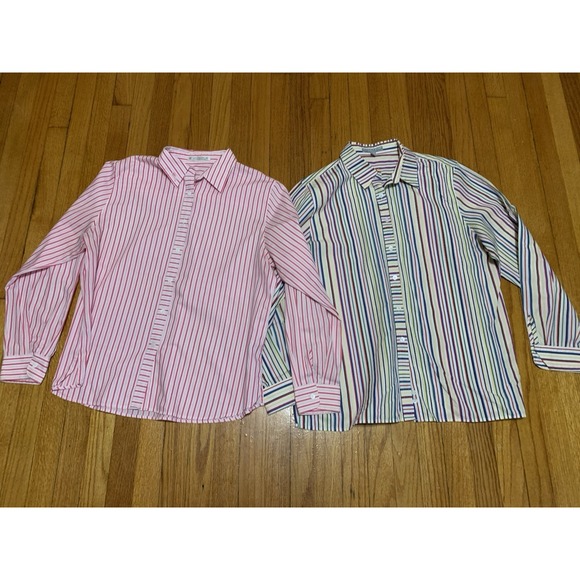 Foxcroft Tops - Foxcroft Women's Button Up Shirt Long Sleeve Wrinkle Free Classic Fit 16 Stripe